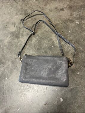 Gray Leather Crossbody Bag